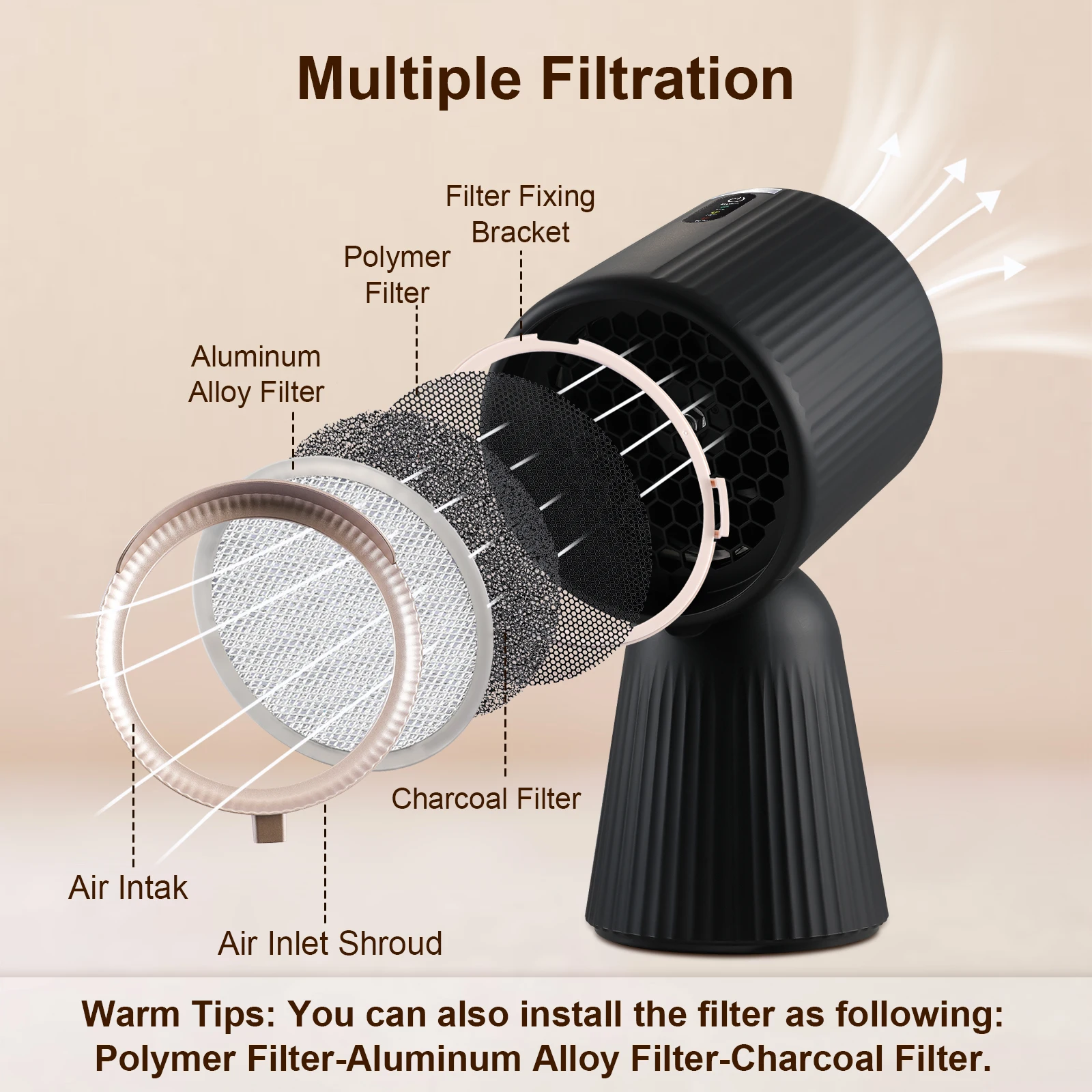 ‎Tieasy with 2 Speed Exhaust Fan Detachable Aluminum Filter Portable Range Hood ZMS-TBX8 2
