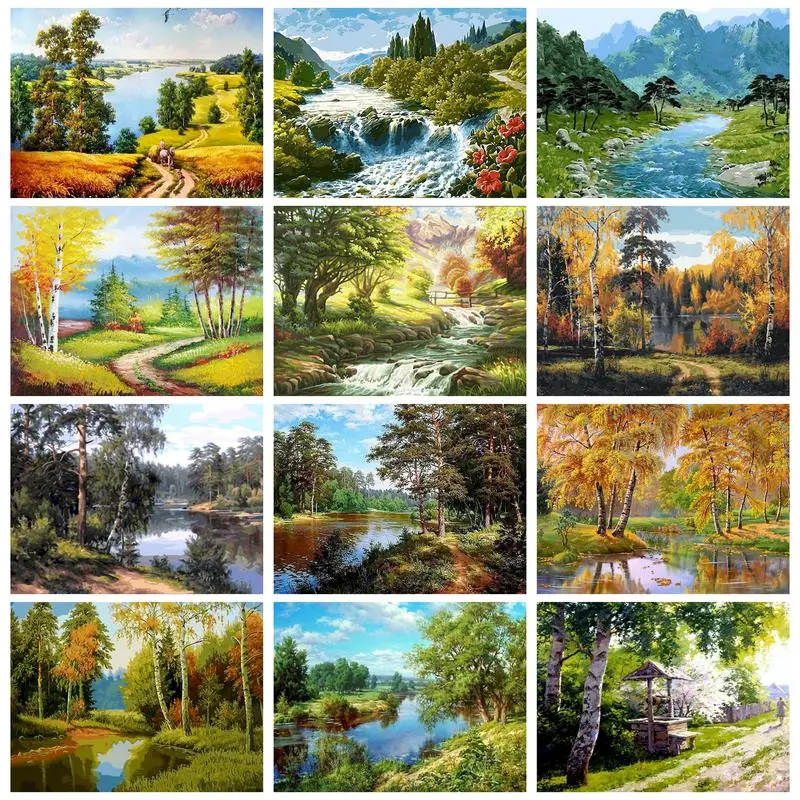 

PhotoCustom Painting By Numbers Late Autumn With Frame Kits Picture Numbers Drawing Home Decoration Unique Gift