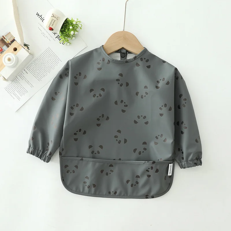 Erduo Waterproof Long Sleeve Baby Bib with Soft Cloth Fabric