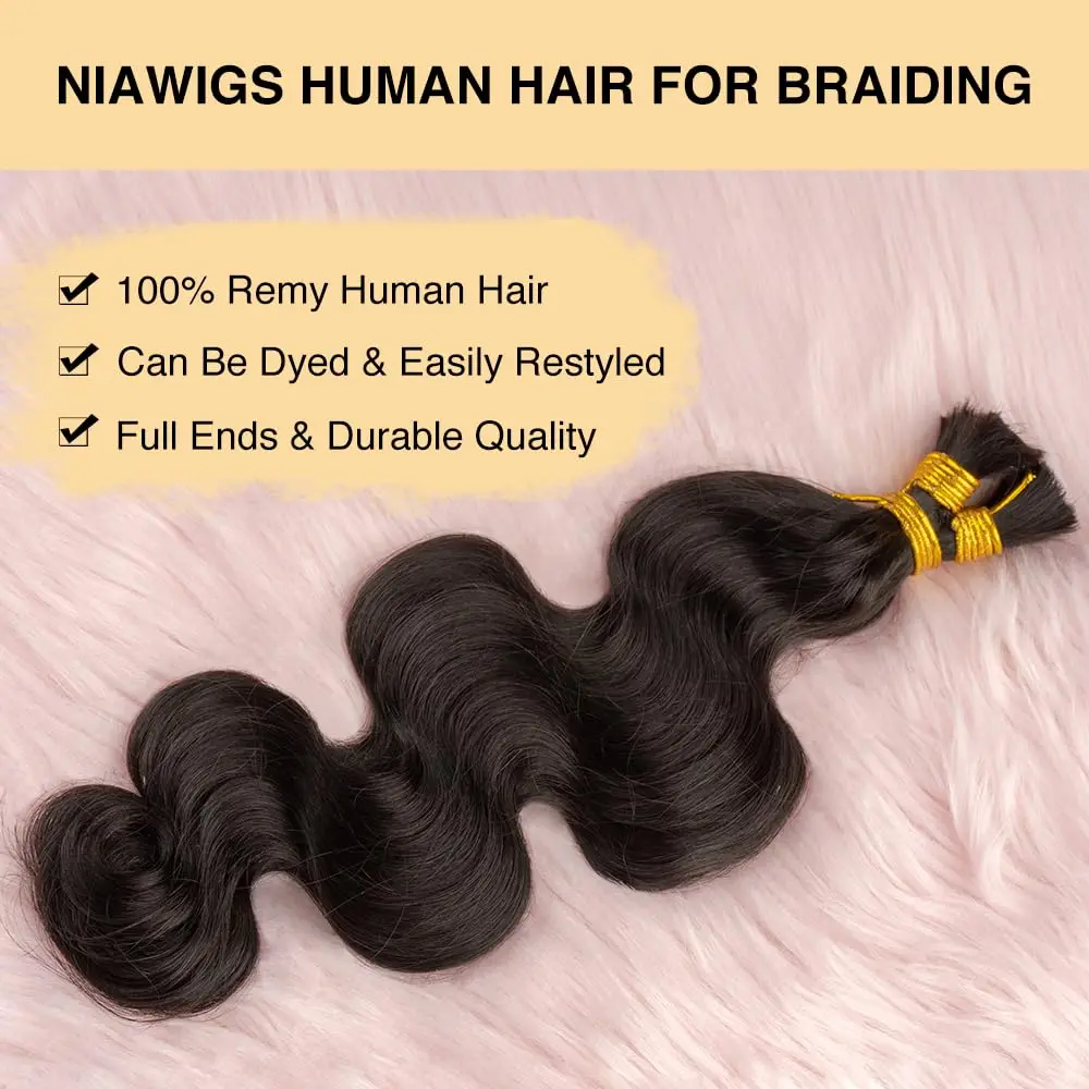 50g Body Wave Bulk Human Hair Bulk Braiding Hair Natural Black Curly Human Braiding Hair 20Inch No Weft 100% Brazilian Remy Hair 3