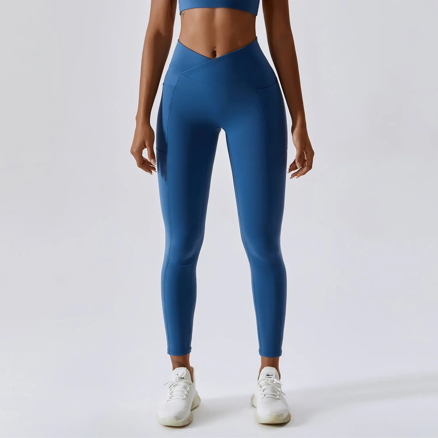 New LULU Lycra Fabric Sexy Gym Wear Fitness Yoga Pants Leggings with  Pockets for Women High Waisted