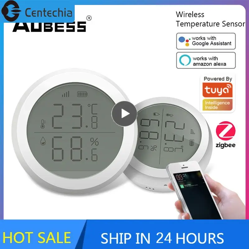 

Датчик температуры и влажности Zemismart Tuya с ЖК-экраном, монитор в режиме реального времени, интеллектуальное соединение с умным домом