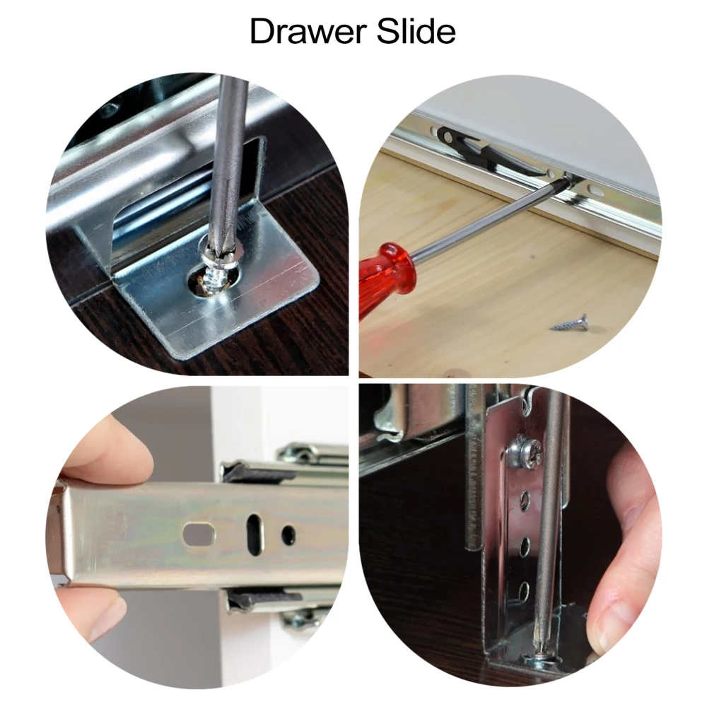Description Picture 4 of item1 Pair Pull Out Drawer Hardware Track Tray Desk Pull Out Drawer Hardware Track Drawer Rail Desk Tray Slide Rail Track