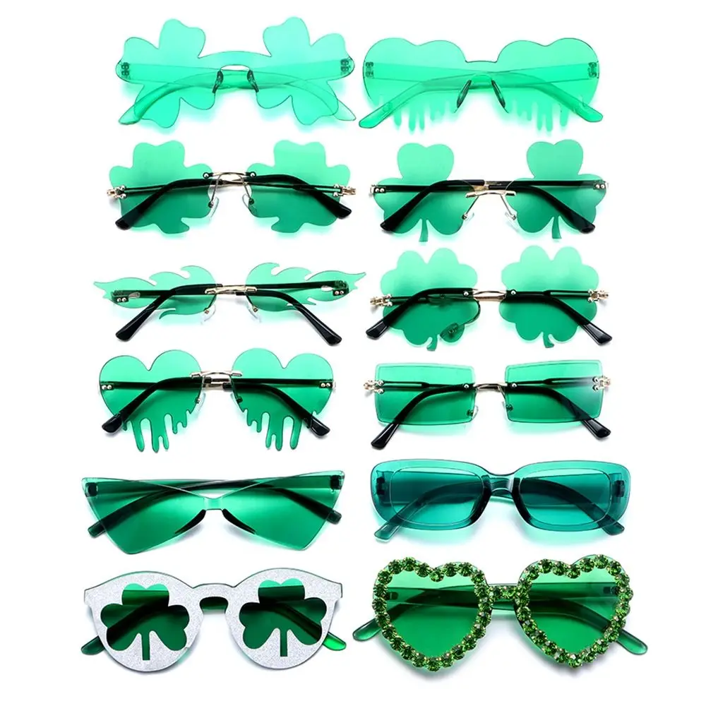 St. Patrick' Day Irih Shamrock Sunglae Green Four Leaf Clover Leprechaun Cotume Glae Fahion Rimle Sun_voghion.com