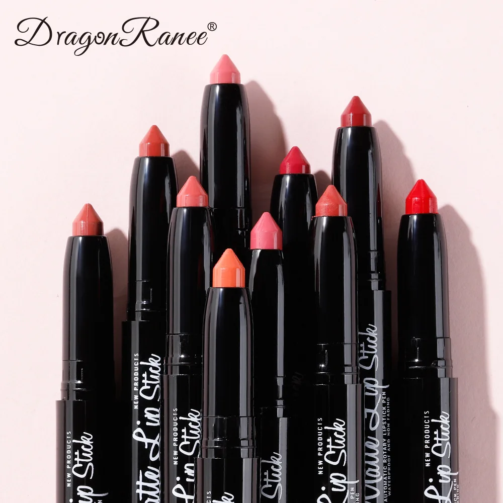 Dragon Ranee12 Color/set Lipstick Pen Matte Velvet Mist Lipstick Pen with Pencil Sharpener Lip Liner Set 4