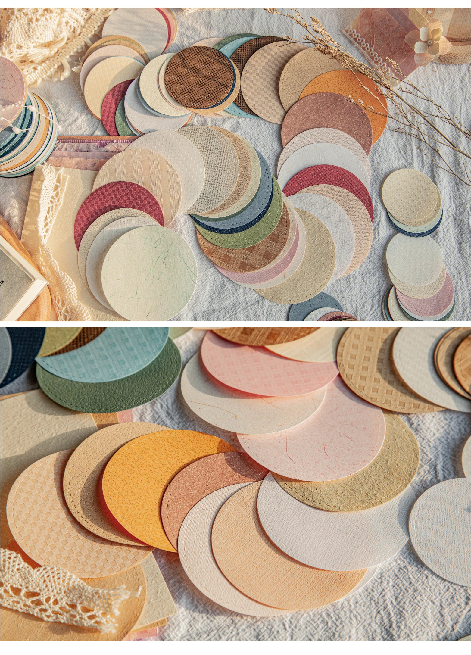 24 Stück farbiges, minimalistisches Kreispapier, Vintage-Collage, Junk-Journal, DIY, Scrapbooking, Ästhetik, Schreibwaren, Bastelpapier – Detail 3