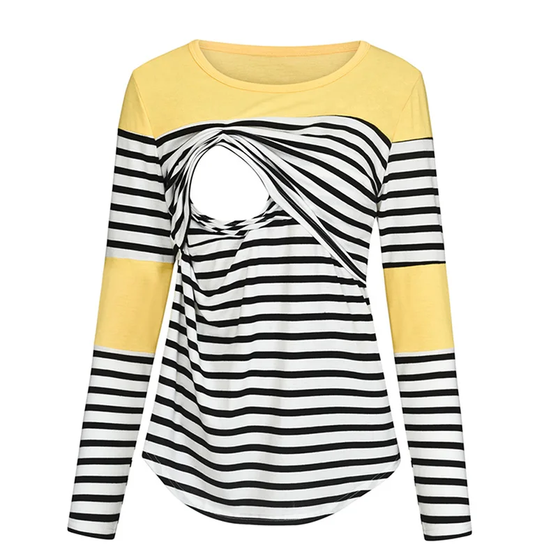 Casual Womens Pregnant Maternity Clothes Nursing Tops Breastfeeding T-Shirt Pregnancy Maternity Breastfeeding Striped 6