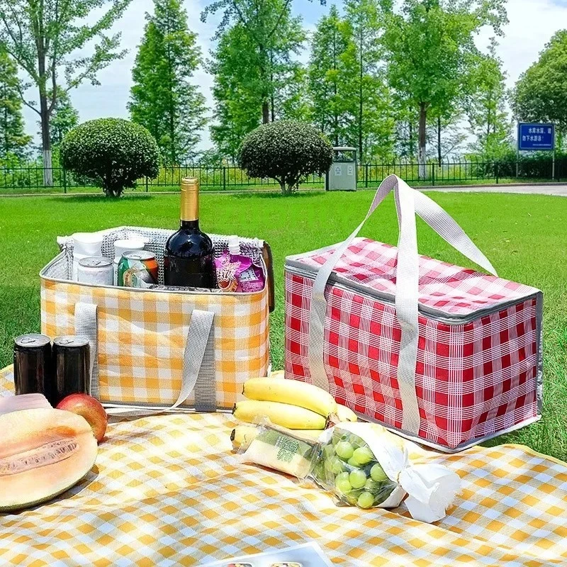 Large Capacity Portable Thermal Insulation Bag Picnic Basket Thickened Oxford Cloth Outdoor Hand Bags Travel Camping Equipment lunch cooler bag cooler bag lunch bag storage bag camping storage bag