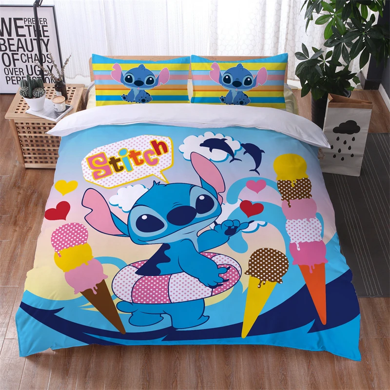 Lilo & Stitch Disney Cartoon Bedding Set Print Duvet Cover Sets Pillowcases Home Textile Children Boys Girls Bed Set Bedclothes