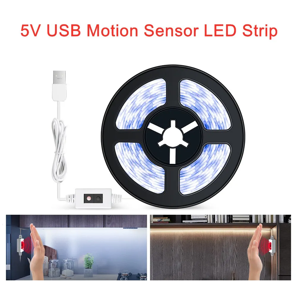 

DC 5V USB LED Strip Light 2835 0.5m - 5m Hand Sweep Motion Sensor Backlight Lamp Waterproof Tape Bedroom Kitchen Cabinet Decor