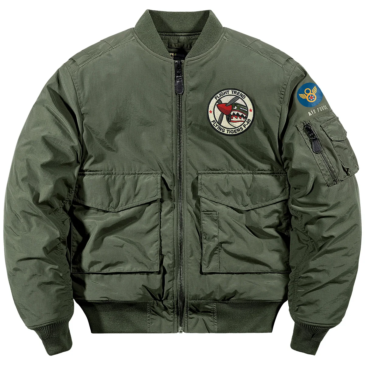 Men's Winter Bomber Jacket Thicken Cotton Lining Embroidery Shoulder ...