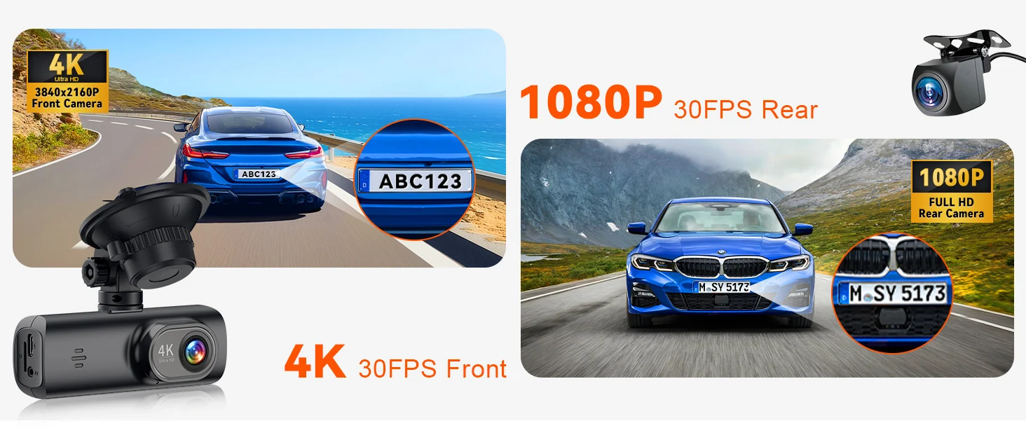 Description Picture 3 of itemMotur 4K UHD Dash Cam WIFI GPS Car DVR Front and Rear Dual Lens Auto Car Recorder with Night Vision G-Sensor 24H Parking Monitor