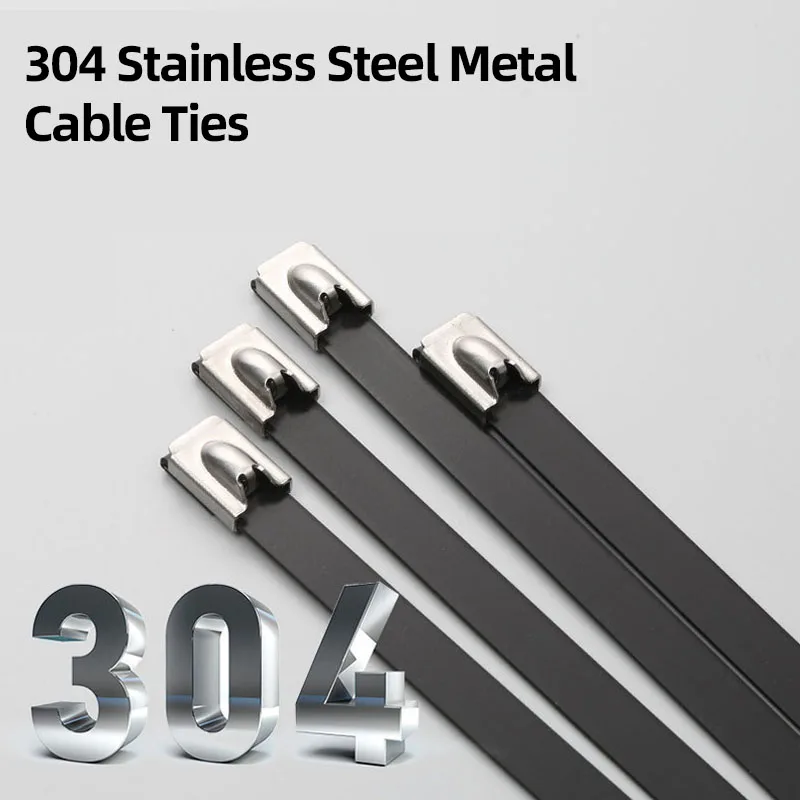 100PCSCoatedStainlessSteelMetalCableTieBallSelflockingZipper