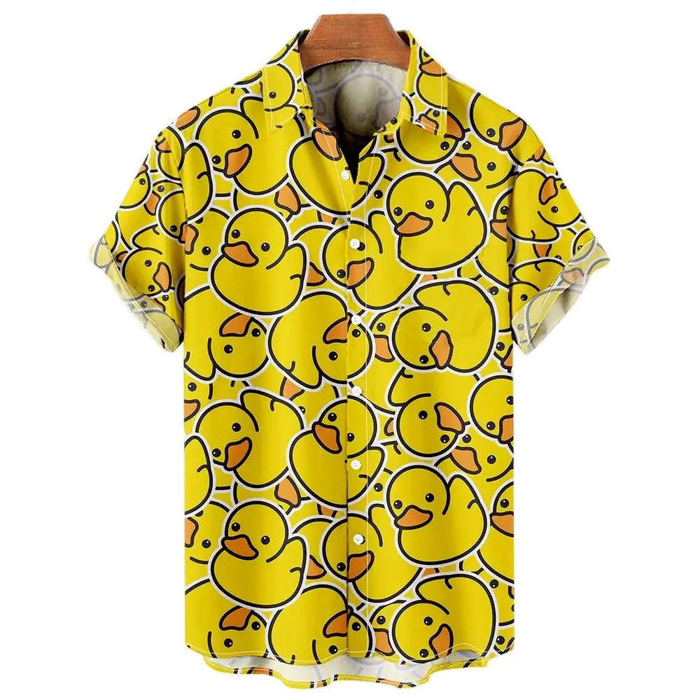 Hawaiian Shirt Men's Hawaiian Shirts 3D Print Yellow Duck Graphics Fashion Button Short Sleeve Lapel Streetwear Hawaiian shirts for men Summer