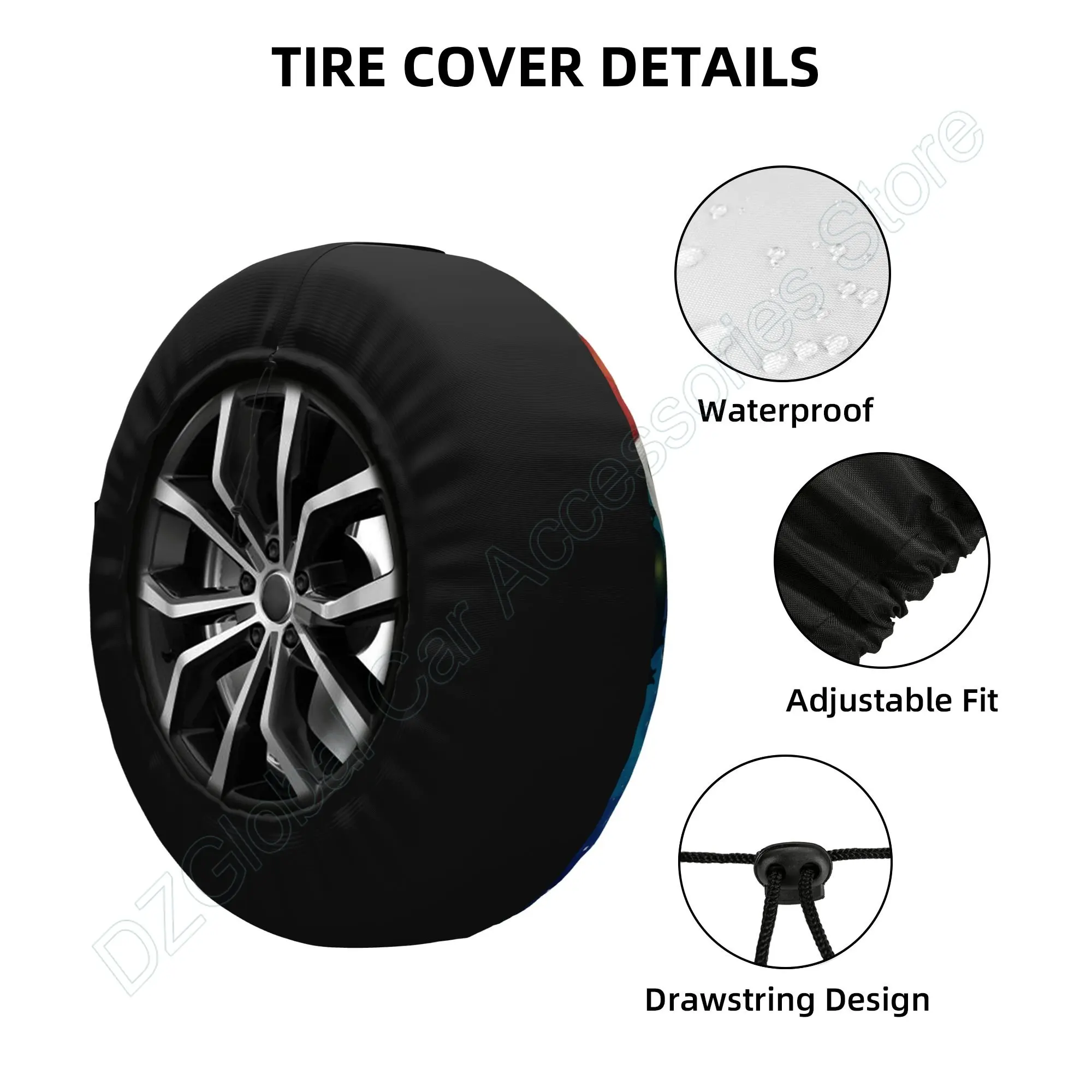 Cool Campers Spare Tire Cover for Travel Trailers Waterproof UV Sun  Protectors Fits Truck SUV Happy Camping 14 15 16 17 Inch