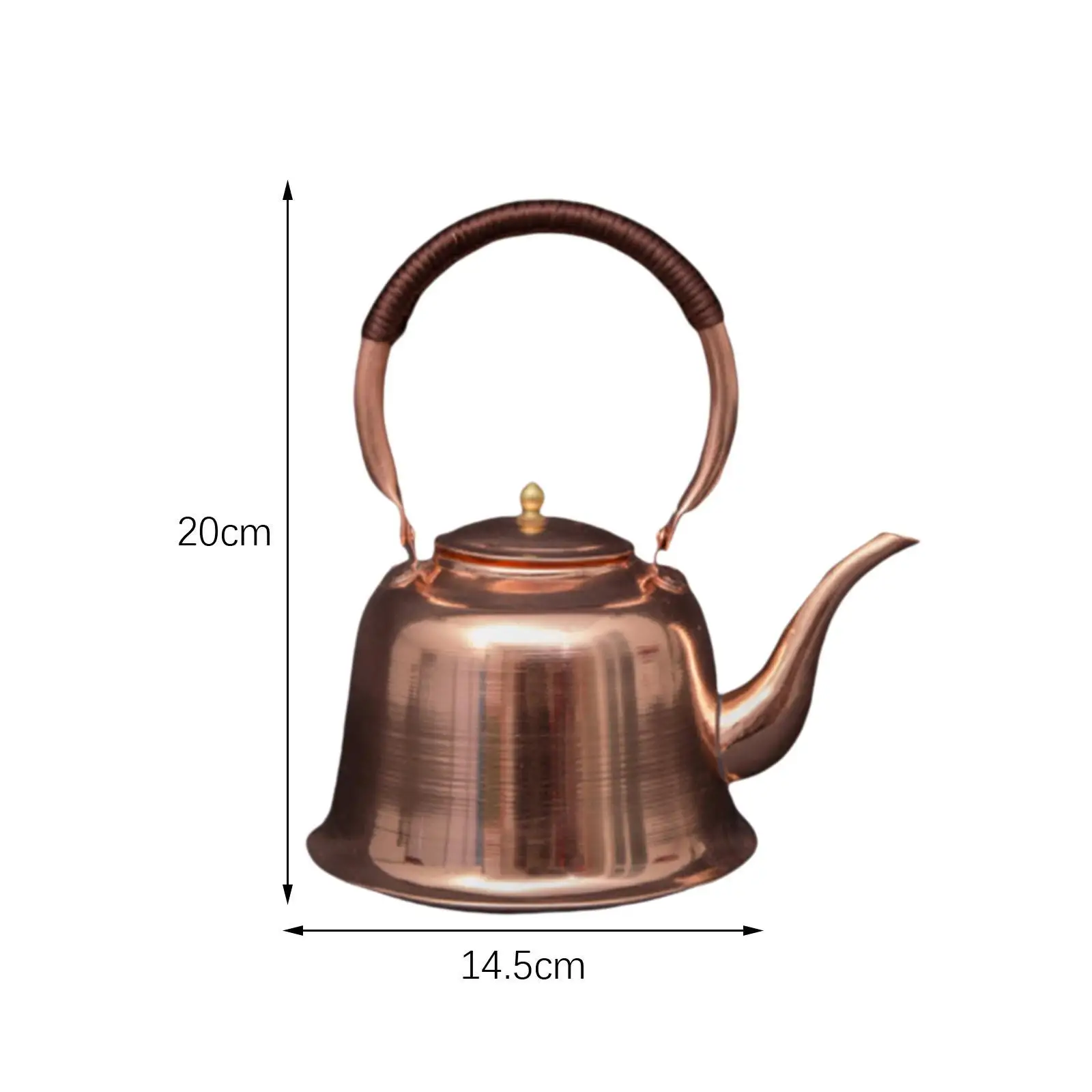 Tea Kettle 1L Copper Handmade with Ergonomic Handle Copper Teapot for Stovetop