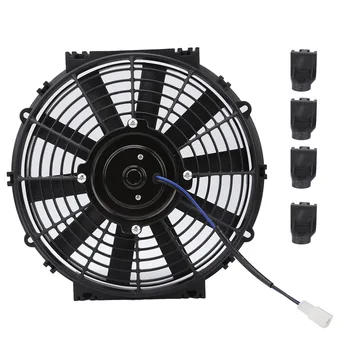 10in Slim Electric Cooling Fan Radiator 24V 80W 2100RPM 10 Straight Blades Universal for Car Electric Cooling Fan 1
