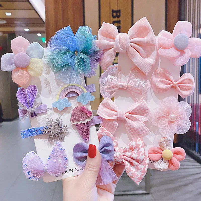 teething toys for babies 8Pcs/Set Girls Hair Clips Cute Cartoon Flower Bow Yarn Ornament Hairpin Baby Lovely Barrettes Kids Hair Accessories designer baby accessories