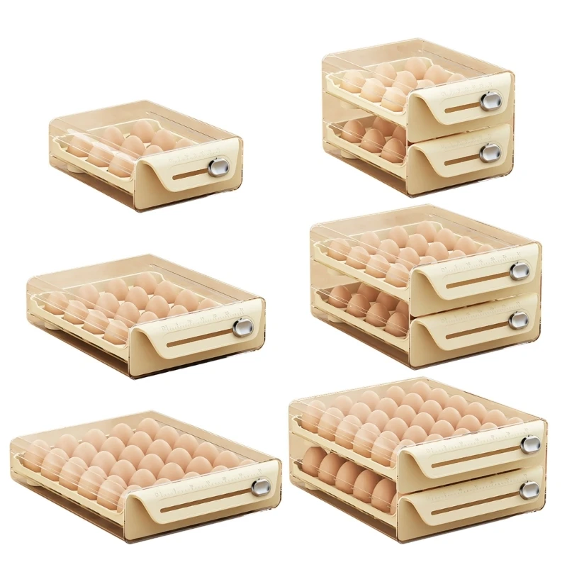 

N0HB Large Capacity Eggs Container with Easy Access Drawer Space Saving Eggs Holder