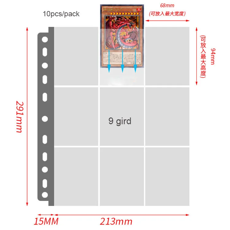 10pcs/Set A4 Binder PP Sleeves PostCards Bag 3/5 Inch Album Collect Refill Pocket Organizer Stationery Supplies photo album postcard holder photo card binder