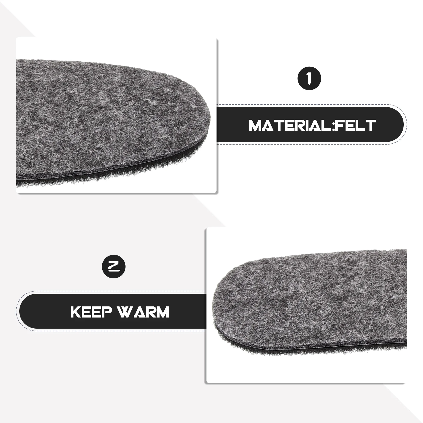 

5 Pairs Wool Insole Thermal Shoe Inserts Soles Shoe+mat Felt Breathable Insoles