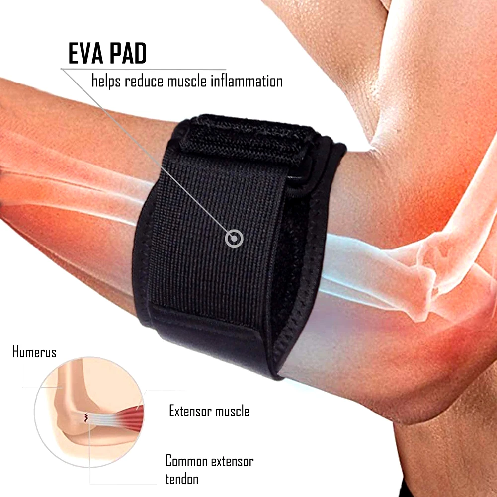 Elbow Strap Adjustable Compression Women Men Pain Relief Tendonitis Arm Band Tennis Sports Brace Golf 1Pcs