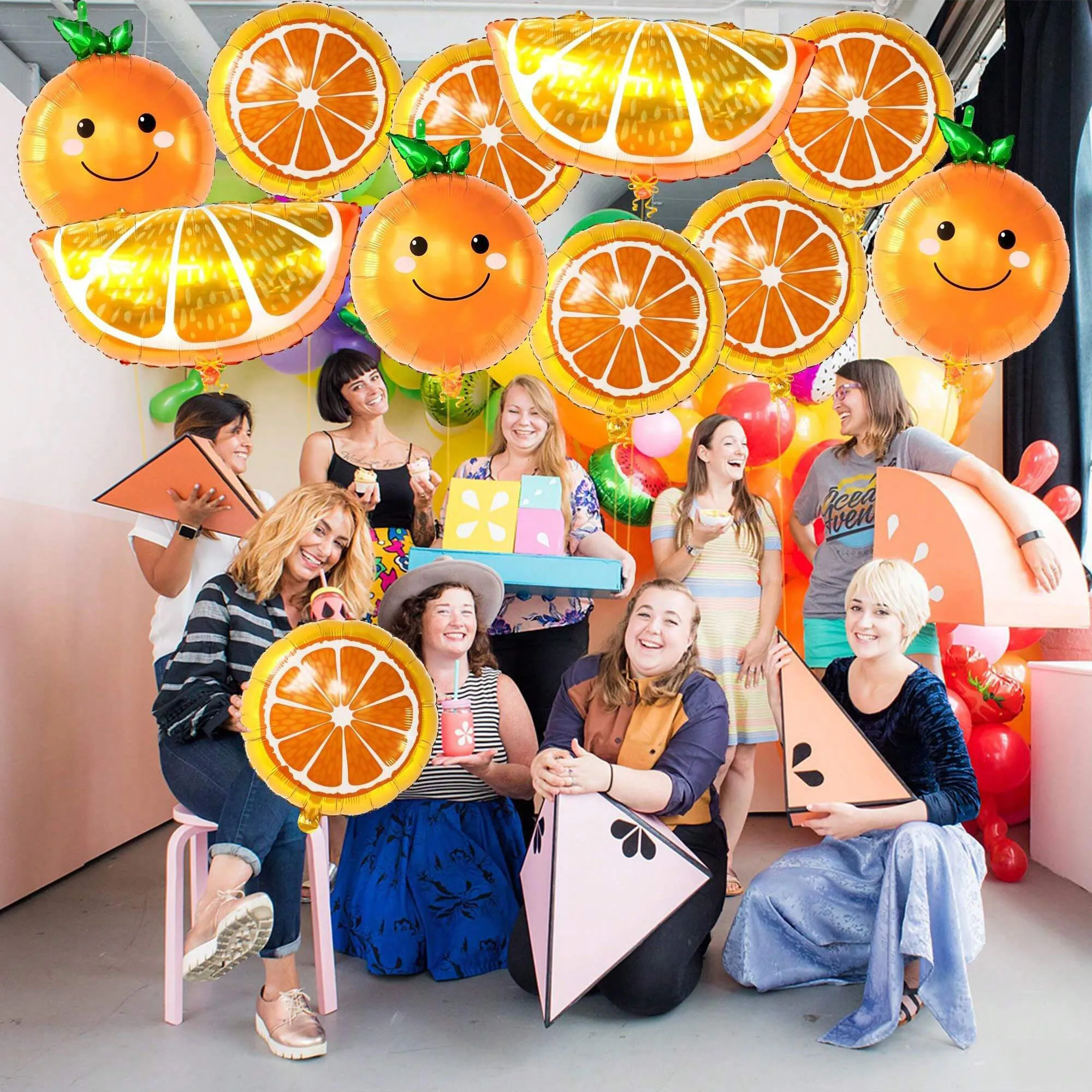 11-teiliges Set Riesige Orangen-Frucht-Esterfolienballons Niedliche Orangen-Frucht-Geburtstagsparty-Dekorationsballons – Detail 7