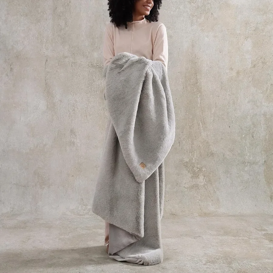 Euphoria Plush Faux Fur Throw Blanket Medium Weight Reversible Luxury Soft Throw for Couch Bed or Chair Hypoallergenic Machine