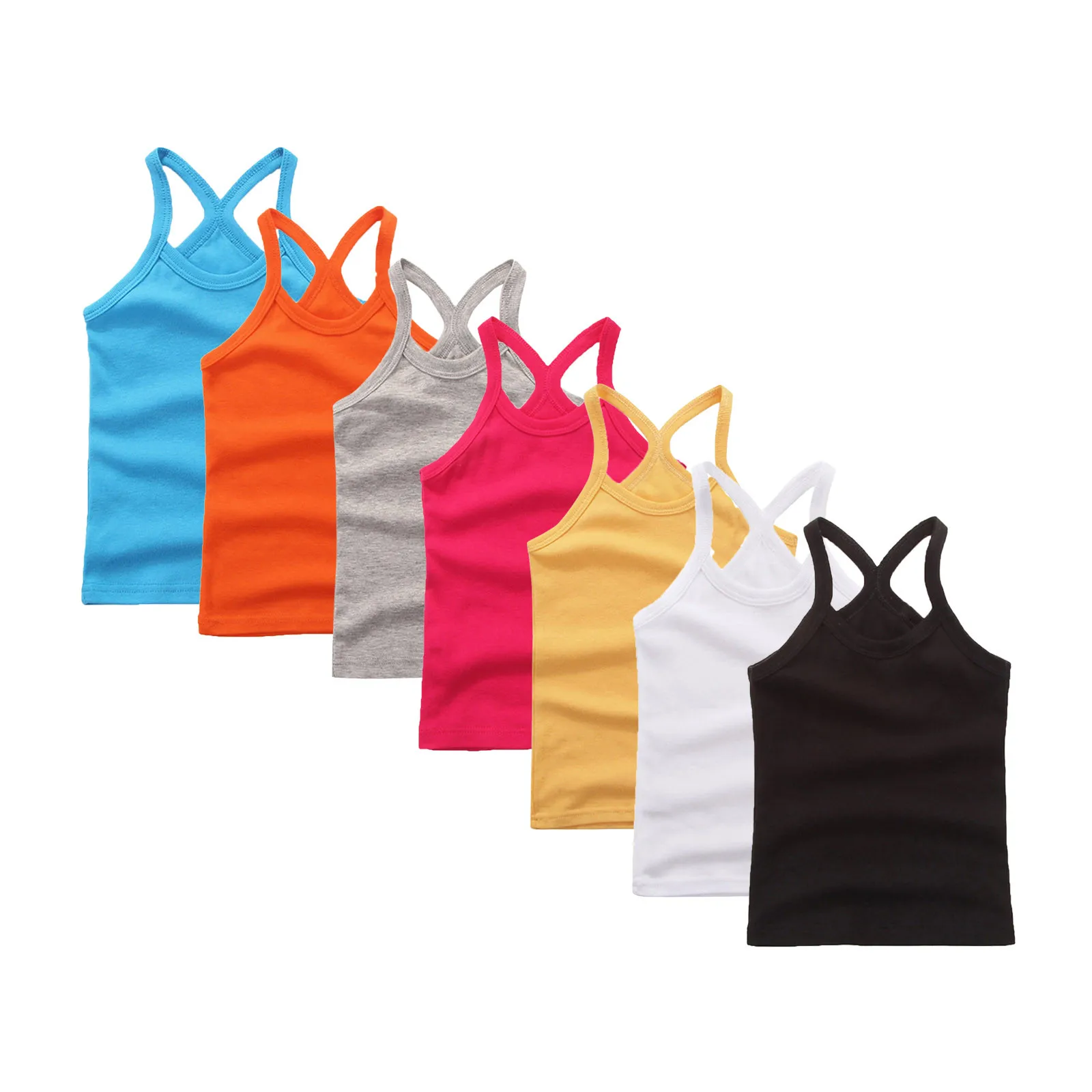 Summer Girls Casual Vest Children Sleeveless Solid Color Tops Slim Sports Waistcoat Soft Lightweight Undershirt топ для девочки