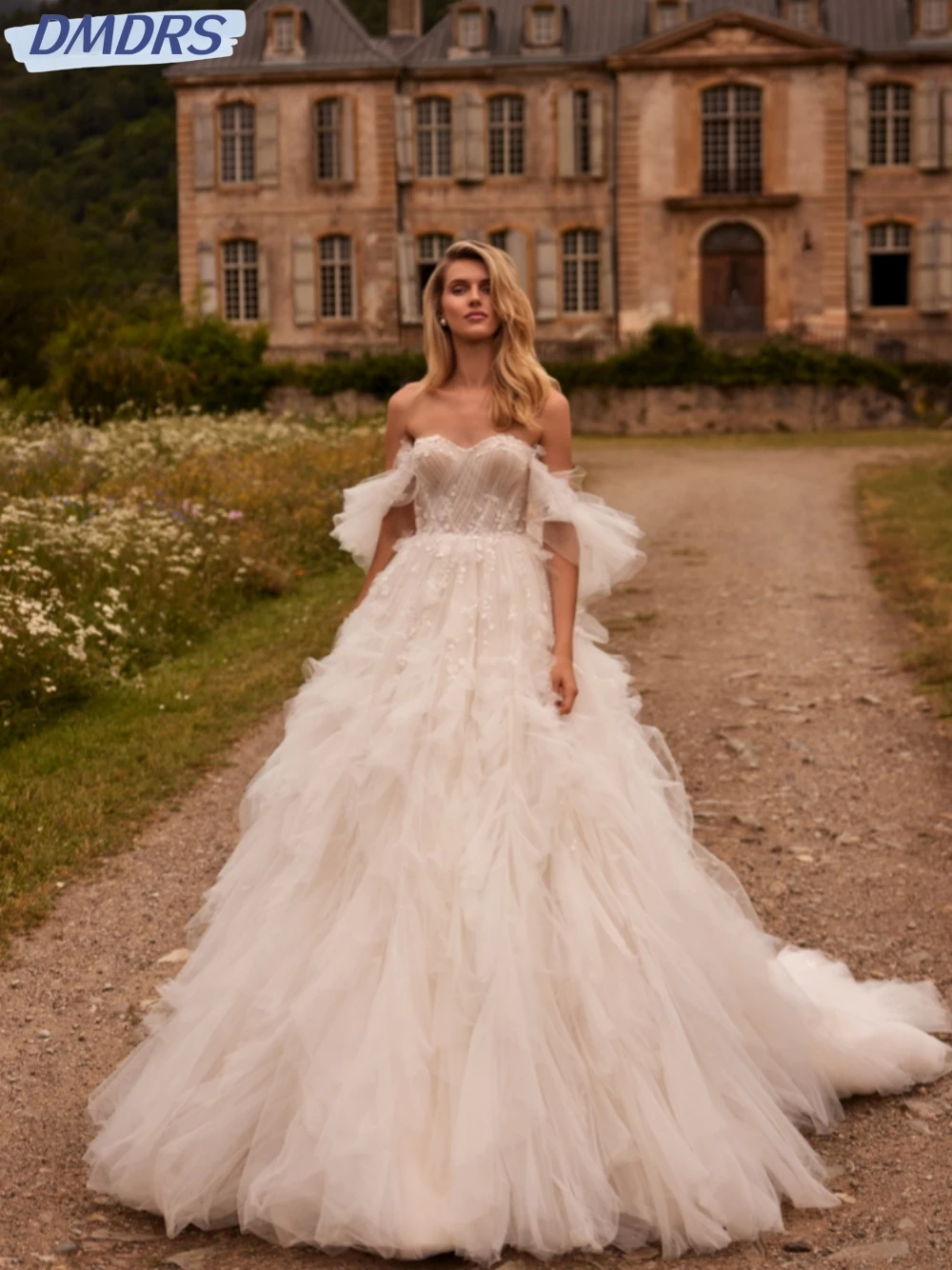 

Romantic Sweetheart Neck Bride Robe Graceful Off The Shoulder Bridal Gown Classic Ball Gown Wedding Dress Robe De Mariée