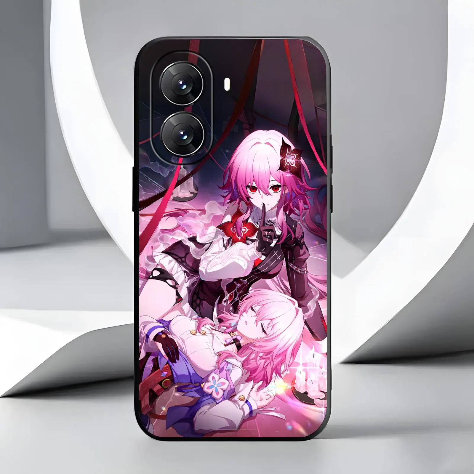 Stylish Black Shockproof Phone Case with Honkai Star Rail Cerydra Design