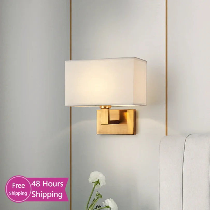 

Modern Wall Lighting for Hotel Bedroom Bedside Decoration Sconce Lights Fabric Background Lamp Indoor Nordic Home Free Shipping