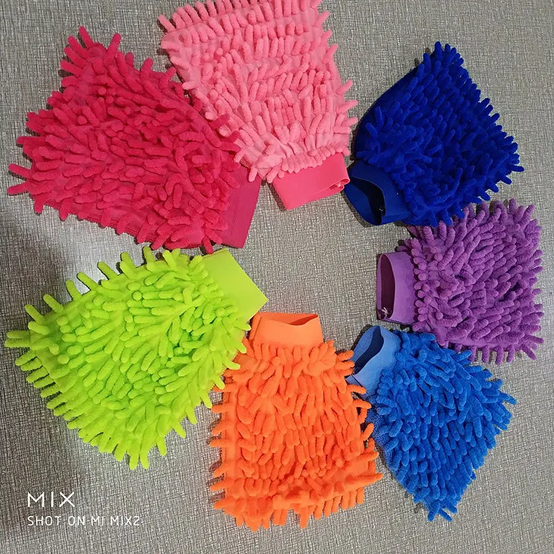 Car Wash Gloves Chenille Glove Plush Rags Thickened double-sided Car Supplies Cleaning Tools Auto Acessories Cleaning