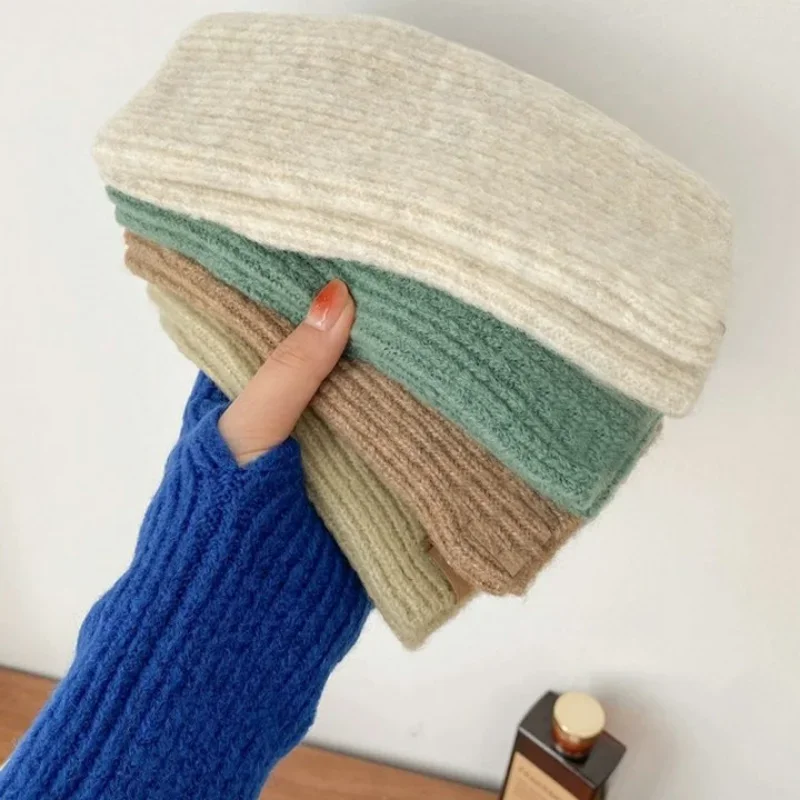 

New Women Fingerless Gloves Knitted Mittens Winter Arm Warmer Punk Gothic DIY Knitting Glove Y2K Girls Solid Gloves Arm Sleeves