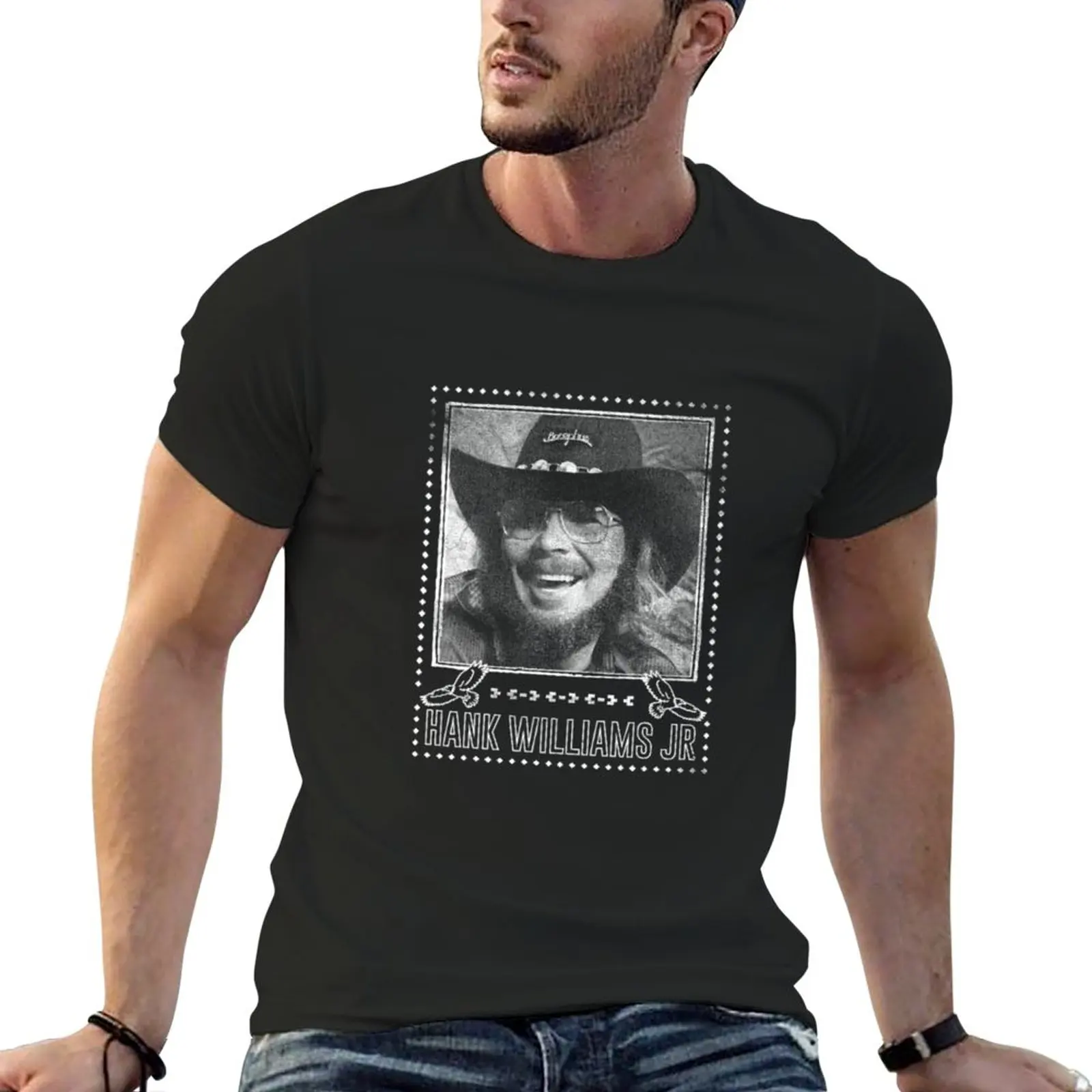 

New Hank Williams Jr Vintage T-Shirt Blouse plain t-shirt mens clothes