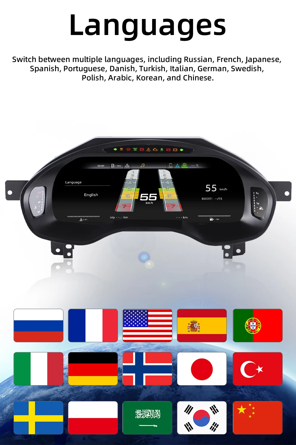 Digital Instrument Cluster For Audi A6/A7 2013-2018 Speedometer 12.3”HD screen19