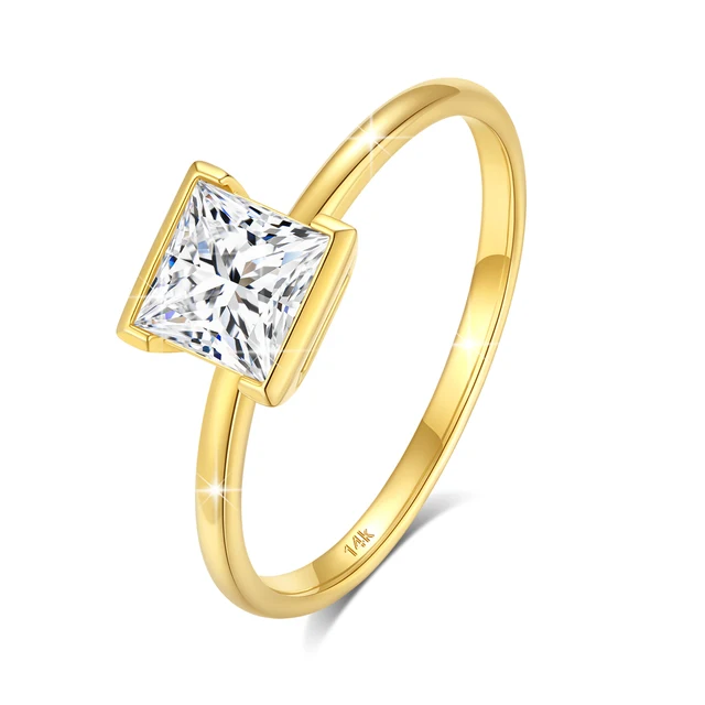 Princess Cut 1.0CT Moissanite Ring 14K Gold