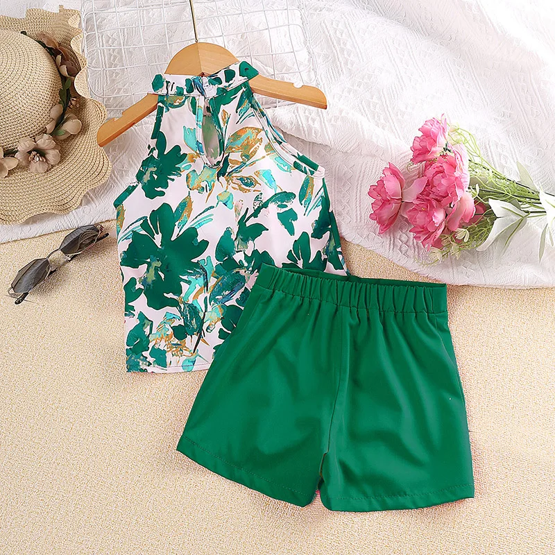 Girl's Fashion 2pc Halter Top with Shorts 2