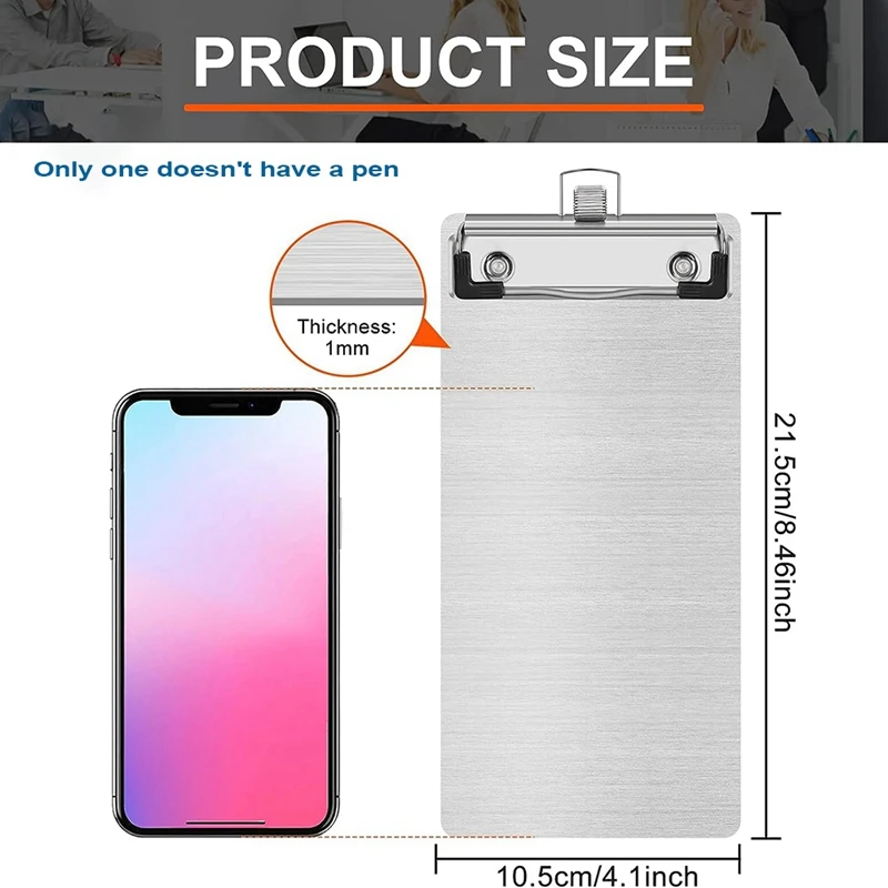 Metal Aluminum Clipboard Pen Holder Mini Aluminum Pocket Clipboard A5 for Office School