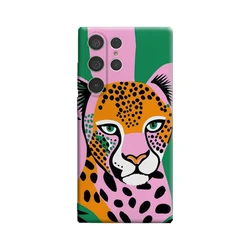 Kaseo Shockproof Double Layer Pink & Green Cheetah Portrait Phone Case for SamsungS24ULTRA5G (FJ)