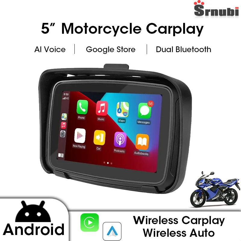 

5-дюймовый портативный беспроводной мотоцикл Apple Carplay Android Auto Android OS ЖК-дисплей IPX7 водонепроницаемый монитор навигационный экран