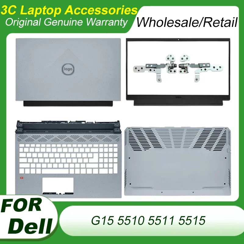 

Orignal For Dell G15 5510 5511 5515 Laptop LCD Back Cover Front Bezel Hinges Palmrest Bottom Case Grey Black Top Lid Replacement