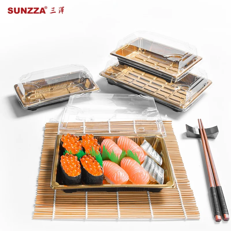 

Customized productSunzza high-end takeout anti fog disposable 10pcs Rectangular packing lunch box Japanese plastic sushi food