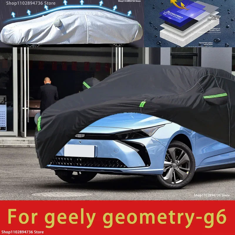 

For Geely Geometry G6 Fit Outdoor Protection Full Car Covers Snow Cover Sunshade Waterproof Dustproof Exterior black car cover