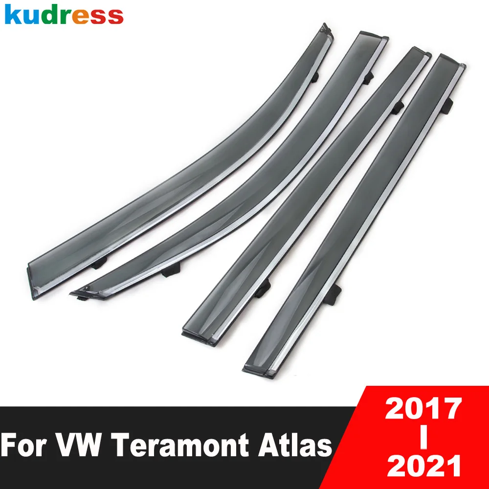 

For Volkswagen VW Teramont Atlas 2017-2019 2020 2021 Car Window Deflectors Wind Deflector Sun Guard Rain Vent Visor Cover Trim