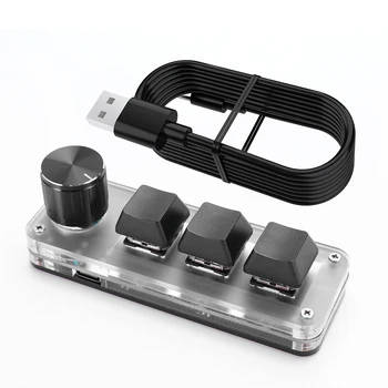 3 Key 1 Knob/4 Key Programming Macro  Knob Keyboard RGB Wired USB Photoshop Gaming Keypad Red Switches Mechanical Macropad 1