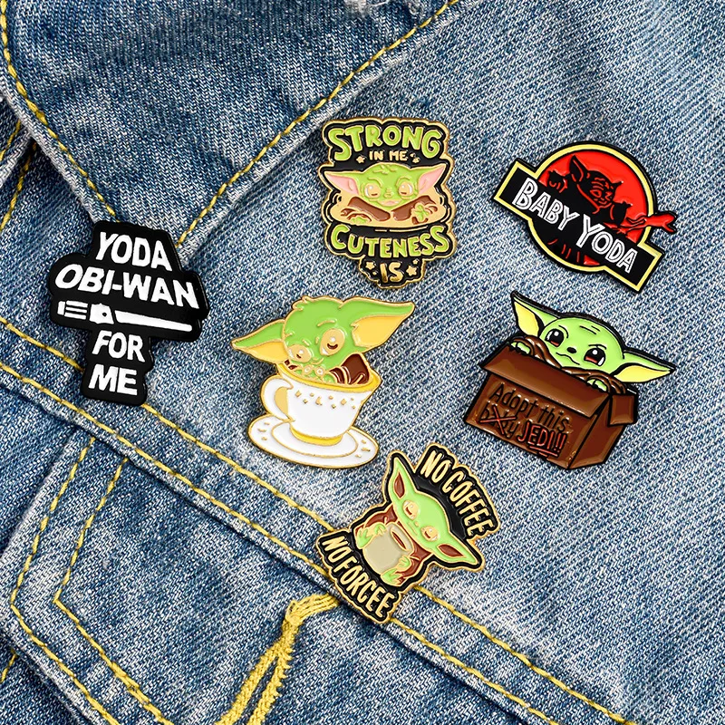 Disney Mandalorian Baby Yoda Spilla Collare In Metallo Spille Per Uomo Donna Broche Badge Pins Pines Metalicos Jewelry