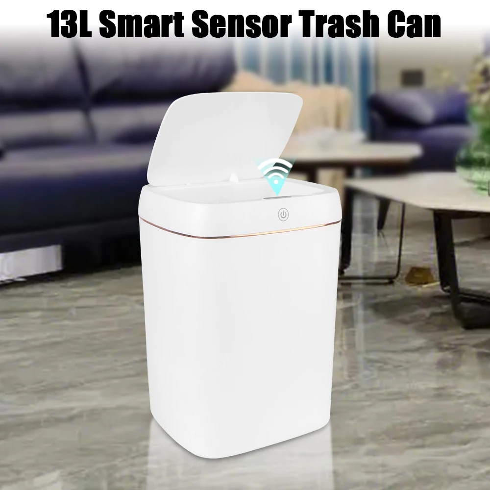 

Wastebasket Intelligent Garbage Bin Touchless Trash Bins Waterproof Electric Automatic Dustbin 13L Smart Sensor Trash Can