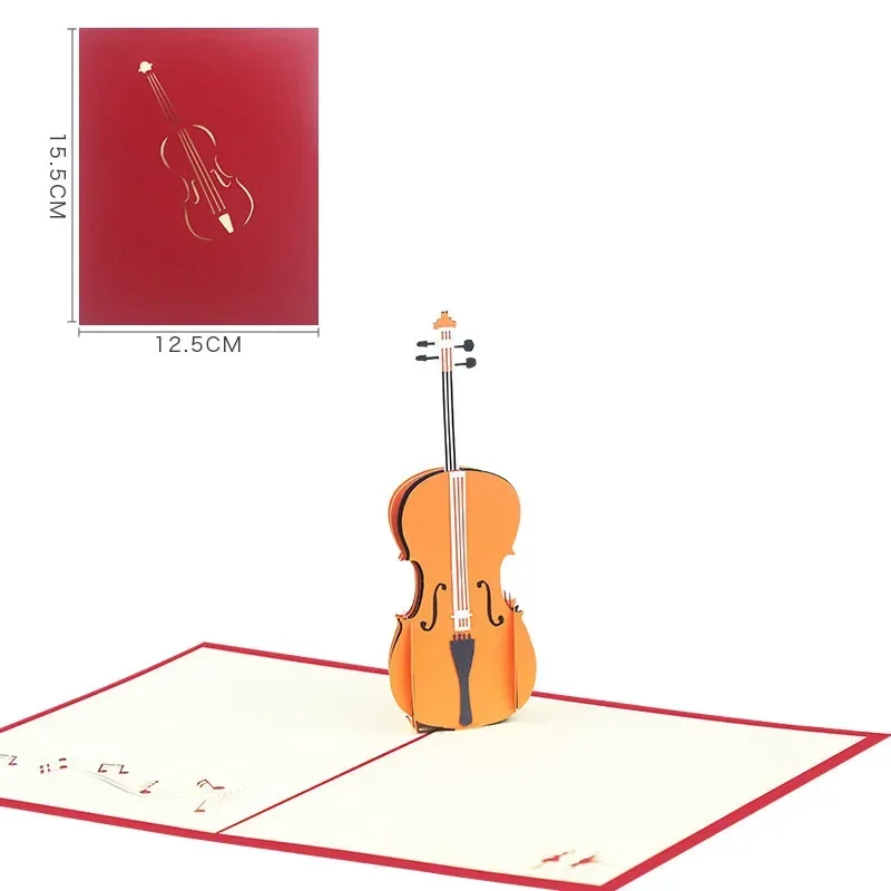 1 pcs 3D Creative Birthday Card Violin Instrument Store Paper Carving Graduation Season Gift greeting cards
