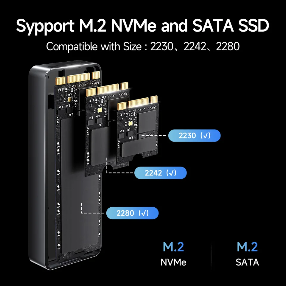 Fanxiang MD85 M.2 SSD エンクロージャ 10Gbps NVMe/NGFF-SATA